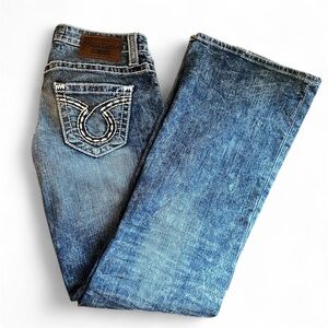 Big Star Embroidered Distressed Sweet Denim Bootcut Straight Leg Jeans Size 28R